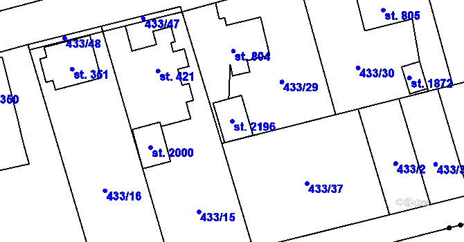 Parcela st. 2196 v KÚ Hrabůvka, Katastrální mapa