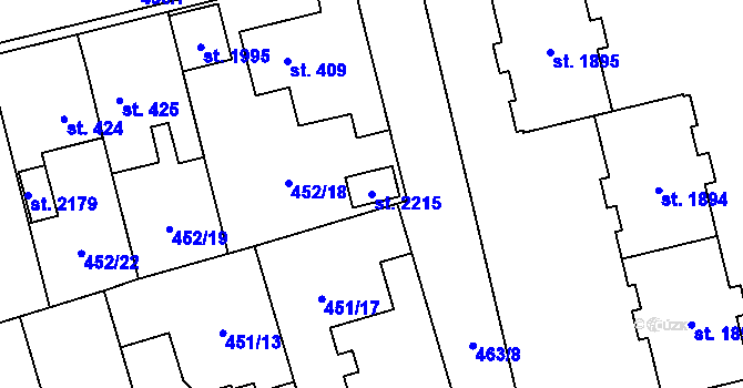Parcela st. 2215 v KÚ Hrabůvka, Katastrální mapa