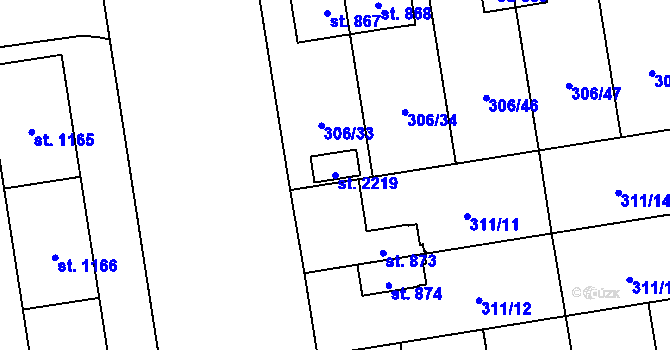 Parcela st. 2219 v KÚ Hrabůvka, Katastrální mapa