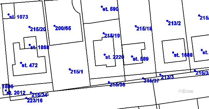Parcela st. 2220 v KÚ Hrabůvka, Katastrální mapa