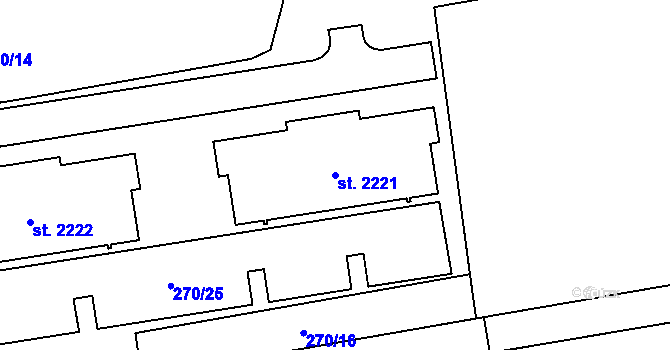 Parcela st. 2221 v KÚ Hrabůvka, Katastrální mapa