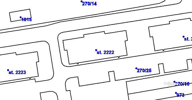 Parcela st. 2222 v KÚ Hrabůvka, Katastrální mapa