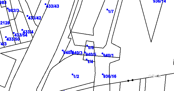 Parcela st. 1/5 v KÚ Hrabůvka, Katastrální mapa