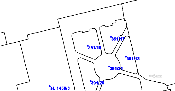 Parcela st. 391/16 v KÚ Hrabůvka, Katastrální mapa