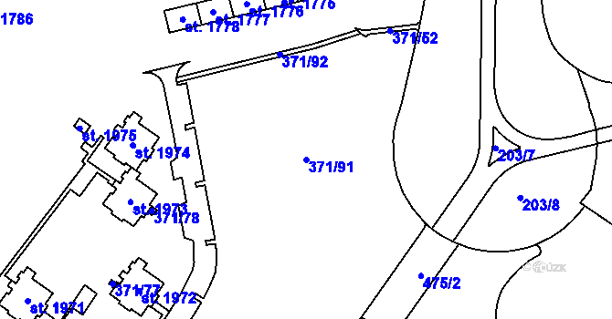 Parcela st. 371/91 v KÚ Hrabůvka, Katastrální mapa