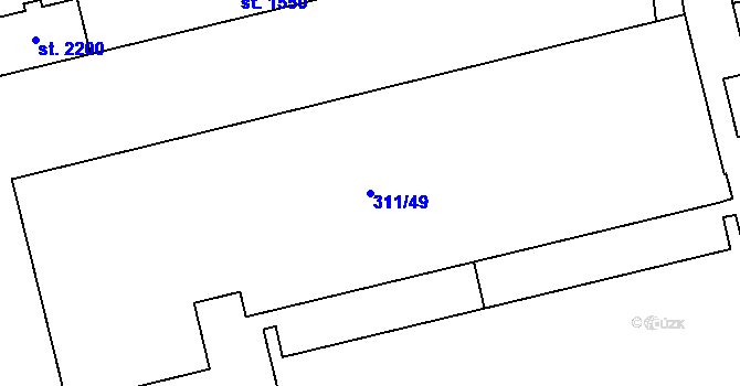 Parcela st. 311/49 v KÚ Hrabůvka, Katastrální mapa