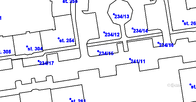 Parcela st. 234/15 v KÚ Hrabůvka, Katastrální mapa