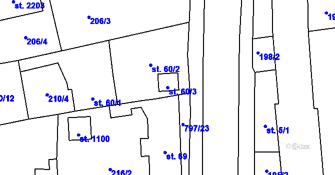 Parcela st. 60/3 v KÚ Hrabůvka, Katastrální mapa