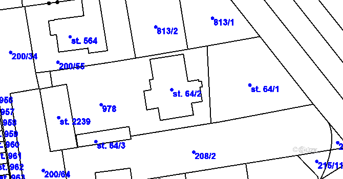 Parcela st. 64/2 v KÚ Hrabůvka, Katastrální mapa