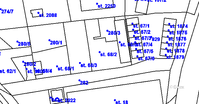 Parcela st. 68/2 v KÚ Hrabůvka, Katastrální mapa