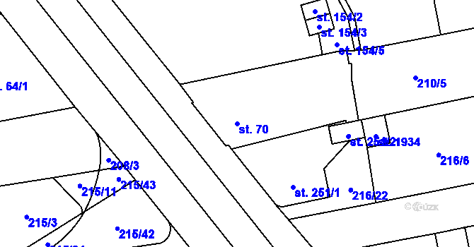 Parcela st. 70 v KÚ Hrabůvka, Katastrální mapa