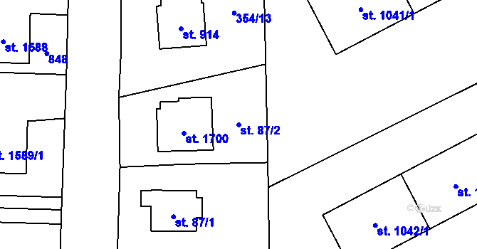Parcela st. 87/2 v KÚ Hrabůvka, Katastrální mapa