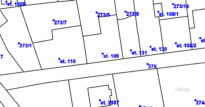 Parcela st. 109 v KÚ Hrabůvka, Katastrální mapa