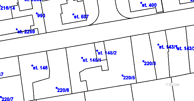 Parcela st. 145/2 v KÚ Hrabůvka, Katastrální mapa