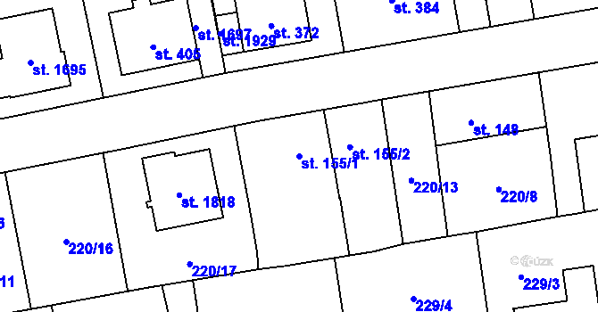 Parcela st. 155/1 v KÚ Hrabůvka, Katastrální mapa