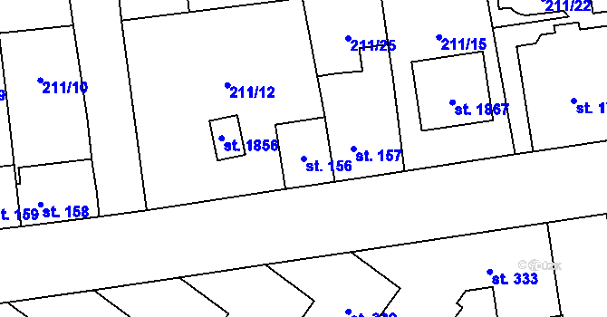 Parcela st. 156 v KÚ Hrabůvka, Katastrální mapa