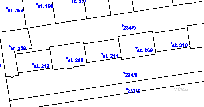 Parcela st. 211 v KÚ Hrabůvka, Katastrální mapa