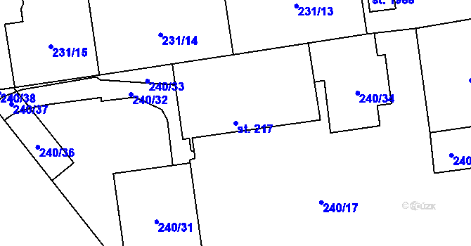 Parcela st. 217 v KÚ Hrabůvka, Katastrální mapa