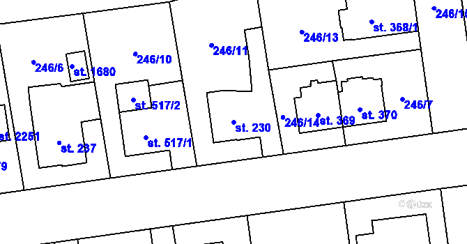 Parcela st. 230 v KÚ Hrabůvka, Katastrální mapa