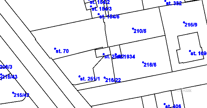 Parcela st. 251/2 v KÚ Hrabůvka, Katastrální mapa
