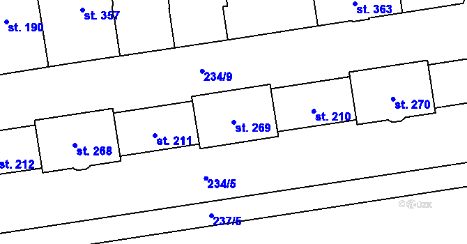 Parcela st. 269 v KÚ Hrabůvka, Katastrální mapa