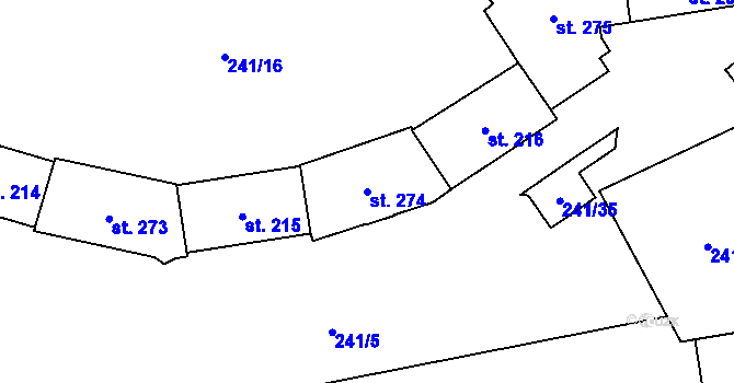 Parcela st. 274 v KÚ Hrabůvka, Katastrální mapa