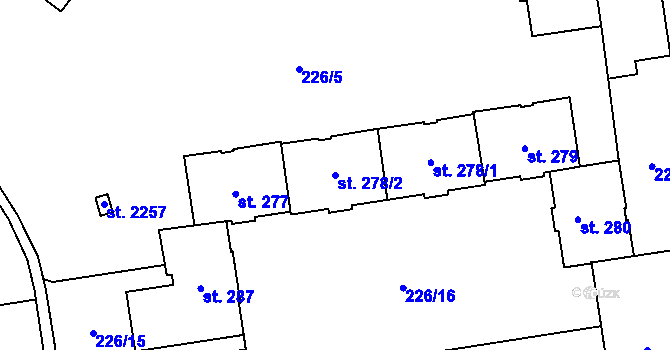 Parcela st. 278/2 v KÚ Hrabůvka, Katastrální mapa