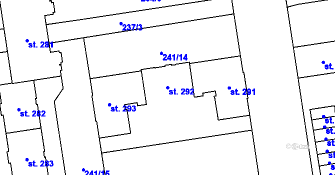 Parcela st. 292 v KÚ Hrabůvka, Katastrální mapa