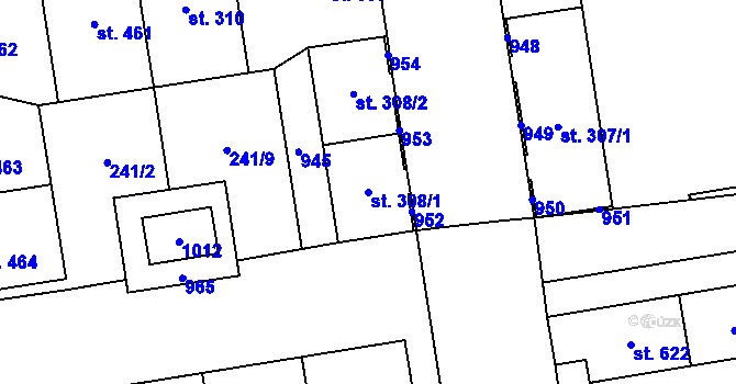 Parcela st. 308/1 v KÚ Hrabůvka, Katastrální mapa