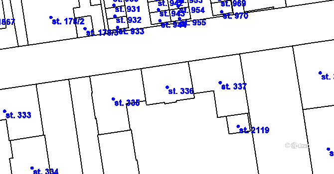 Parcela st. 336 v KÚ Hrabůvka, Katastrální mapa