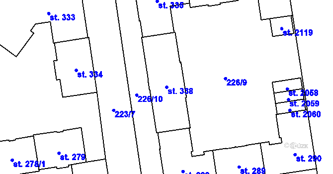 Parcela st. 338 v KÚ Hrabůvka, Katastrální mapa