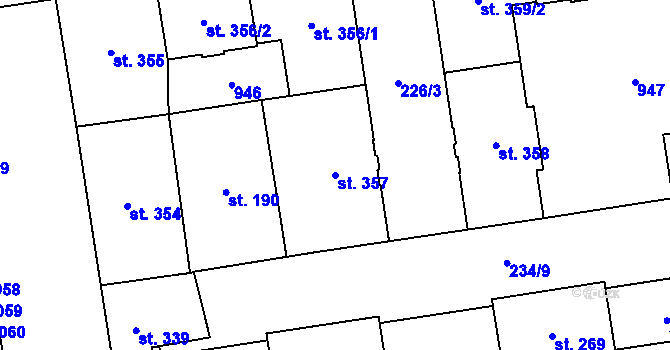 Parcela st. 357 v KÚ Hrabůvka, Katastrální mapa