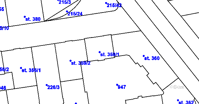 Parcela st. 359/1 v KÚ Hrabůvka, Katastrální mapa