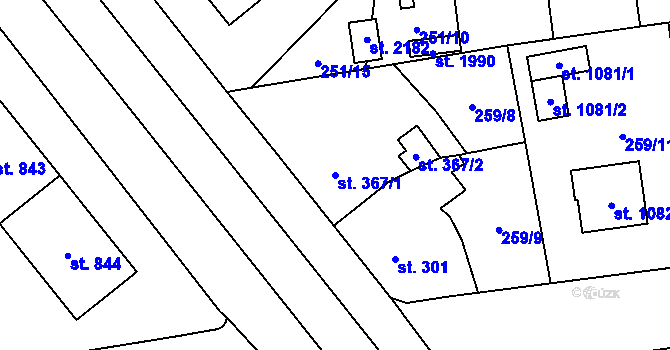 Parcela st. 367/1 v KÚ Hrabůvka, Katastrální mapa