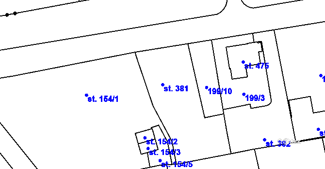 Parcela st. 381 v KÚ Hrabůvka, Katastrální mapa