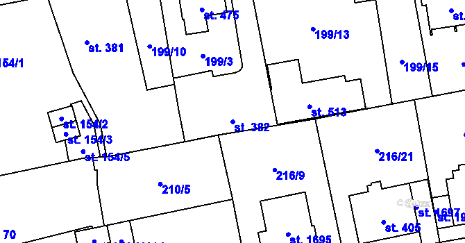 Parcela st. 382 v KÚ Hrabůvka, Katastrální mapa