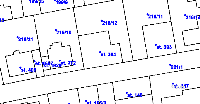 Parcela st. 384 v KÚ Hrabůvka, Katastrální mapa