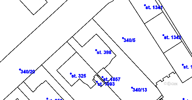 Parcela st. 398 v KÚ Hrabůvka, Katastrální mapa