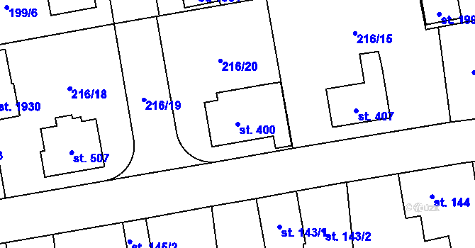 Parcela st. 400 v KÚ Hrabůvka, Katastrální mapa