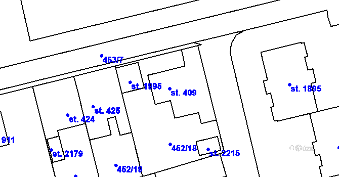 Parcela st. 409 v KÚ Hrabůvka, Katastrální mapa
