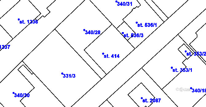 Parcela st. 414 v KÚ Hrabůvka, Katastrální mapa