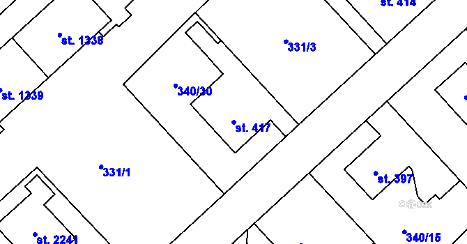 Parcela st. 417 v KÚ Hrabůvka, Katastrální mapa