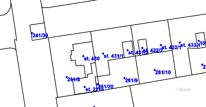 Parcela st. 431/1 v KÚ Hrabůvka, Katastrální mapa