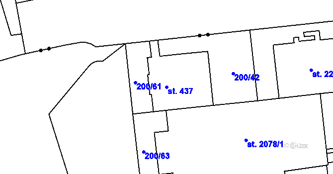 Parcela st. 437 v KÚ Hrabůvka, Katastrální mapa