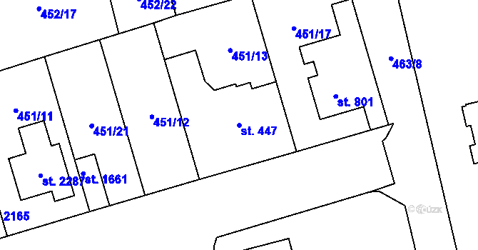 Parcela st. 447 v KÚ Hrabůvka, Katastrální mapa