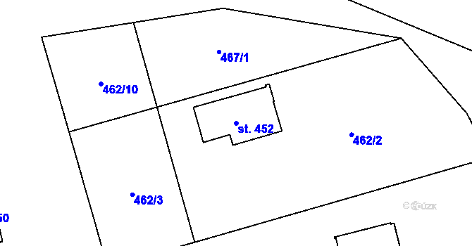 Parcela st. 452 v KÚ Hrabůvka, Katastrální mapa