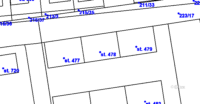 Parcela st. 478 v KÚ Hrabůvka, Katastrální mapa