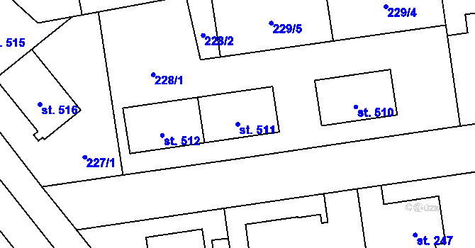 Parcela st. 511 v KÚ Hrabůvka, Katastrální mapa