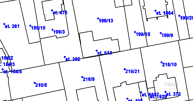 Parcela st. 513 v KÚ Hrabůvka, Katastrální mapa