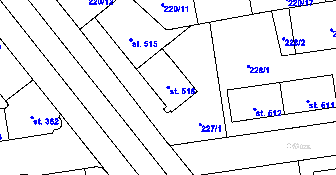 Parcela st. 516 v KÚ Hrabůvka, Katastrální mapa